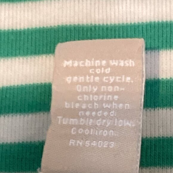 Banana Republic Green & White Striped Tee Top Half-Sleeve Boat Neck Sz M #113T - Picture 8 of 8